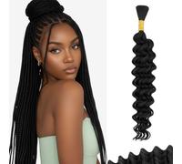 MY-LADY Extension Capelli per Treccine Africane, Deep Wave Treccia Capelli Extension Umani No Weft, Braiding Extension Per Trecce Africane Boho Braids Nero Naturale 18 Pollici 1 Bundle 50g