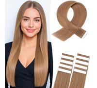 MY-LADY Extension Capelli Veri Biadesivo 10pezzi 45 cm 15g Marrone chiaro Extension Adesive Capelli Veri Invisibile Lunghi Lisci 100% Remy Human Hair Extension Naturali (18Inch, #06)