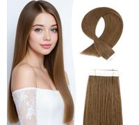 MY-LADY Extension Capelli Veri Biadesivo 10pezzi 50 cm 15g Marrone cioccolato Extension Adesive Capelli Veri Invisibile Lunghi Lisci 100% Remy Human Hair Extension Naturali (20Inch, #04)