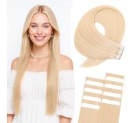 MY-LADY Extension Capelli Veri Biadesivo 10pezzi 55 cm 15g Avorio Extension Adesive Capelli Veri Invisibile Lunghi Lisci 100% Remy Human Hair Extension Naturali (22Inch, #70)