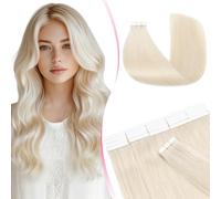 MY-LADY Extension Capelli Veri Biadesivo 20pz 45 cm Avorio Extension Adesive Capelli Veri Invisibile Lunghi Lisci 100% Remy Human Hair Extension 50g #70