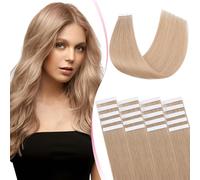 MY-LADY Extension Capelli Veri Biadesivo 20pz 45 cm Biondo scuro Extension Adesive Capelli Veri Invisibile Lunghi Lisci 100% Remy Human Hair Extension 50g #27