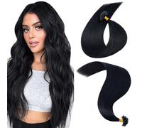 MY-LADY Extension Capelli Veri Cheratina 25 Ciocche 20g 35 cm Nero Capelli Umani Remy Lisci Naturale Keratin U Tip Human Hair Extensions #01