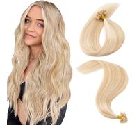 MY-LADY Extension Capelli Veri Cheratina 25 Ciocche 25g 55 cm Biondo Cenere/Biondo Capelli Umani Remy Lisci Naturale Keratin U Tip Human Hair Extensions #18P613