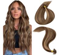 MY-LADY Extension Capelli Veri Cheratina 25 Ciocche 25g 55 cm Biondo Scuro/Marrone Medio Capelli Umani Remy Lisci Naturale Keratin U Tip Human Hair Extensions #4P27