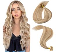 MY-LADY Extension Capelli Veri Cheratina 25 Ciocche 25g 55 cm Marrone Dorato&Biondo Capelli Umani Remy Lisci Naturale Keratin U Tip Human Hair Extensions #12P613