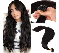 MY-LADY Extension Capelli Veri Cheratina 50 Ciocche 35 cm - U Tip Human Hair Extensions Nero Naturale #1B Lisci Naturali Remy 40g
