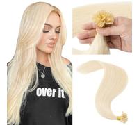 MY-LADY Extension Capelli Veri Cheratina 50 Ciocche 40 cm - U Tip Human Hair Extensions Biondo Platino #60 Lisci Naturali Remy 1g/Ciocche 50g