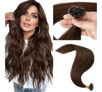 MY-LADY Extension Capelli Veri Cheratina 50 Ciocche 40 cm - U Tip Human Hair Extensions Marrone Cioccolato #04 Lisci Naturali Remy 1g/Ciocche 50g