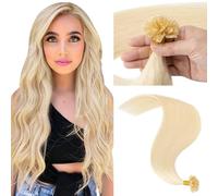MY-LADY Extension Capelli Veri Cheratina 50 Ciocche 45 cm - U Tip Human Hair Extensions Biondo #613 Lisci Naturali Remy 1g/Ciocche 50g