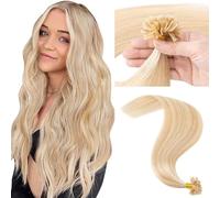 MY-LADY Extension Capelli Veri Cheratina 50 Ciocche 45 cm - U Tip Human Hair Extensions Biondo Cenere/Biondo #18P613 Lisci Naturali Remy 1g/Ciocche 50g