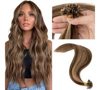 MY-LADY Extension Capelli Veri Cheratina 50 Ciocche 45 cm - U Tip Human Hair Extensions Biondo Scuro/Marrone Medio #4P27 Lisci Naturali Remy 1g/Ciocche 50g