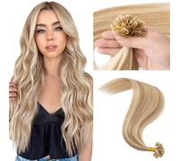 MY-LADY Extension Capelli Veri Cheratina 50 Ciocche 55 cm - U Tip Human Hair Extensions Marrone Dorato&Biondo #12P613 Lisci Naturali Remy 1g/Ciocche 50g