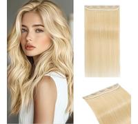 MY-LADY Extension Capelli Veri Clip 1 Pezzo, 25cm Extension Clip Capelli Umani Lisci per Volume 3/4 Testa con 5 Clip, Clip In Human Hair Extension #613 Biondo 40g