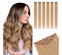 MY-LADY Extension Capelli Veri Clip 6 Pezzi 25cm Extension Capelli Veri per Highlight Natural Lisci Donna #27 Biondo Scuro 31g