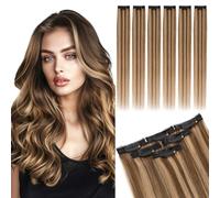 MY-LADY Extension Capelli Veri Clip 6 Pezzi 25cm Extension Capelli Veri per Highlight Natural Lisci Donna #4P27 Biondo Scuro/Marrone Medio 31g