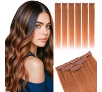 MY-LADY Extension Capelli Veri Clip 6 Pezzi 35cm Extension Capelli Veri per Highlight Natural Lisci Donna #33 Arancio Miele 36g