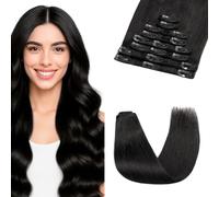 MY-LADY Extension Capelli Veri Clip 8pcs 25cm 50g Extension Clip Capelli Veri Invisibile Liscio Remy Umani Naturali Human Hair Extension con Clip #01 Nero
