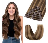 MY-LADY Extension Capelli Veri Clip 8pcs 30cm 55g Extension Clip Capelli Veri Invisibile Liscio Remy Umani Naturali Human Hair Extension con Clip #4P27 Biondo Scuro/Marrone Medio
