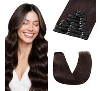 MY-LADY Extension Capelli Veri Clip 8pcs 30cm 55g Extension Clip Capelli Veri Invisibile Liscio Remy Umani Naturali Human Hair Extension con Clip #02 Marrone Scuro