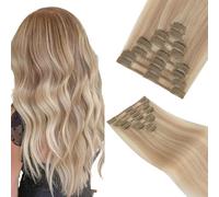 MY-LADY Extension Capelli Veri Clip 8pcs 40cm 65g Extension Clip Capelli Veri Invisibile Liscio Remy Umani Naturali Human Hair Extension con Clip #16P22 Hellbraun Con Champagne