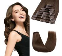 MY-LADY Extension Capelli Veri Clip 8pcs 50cm 70g Extension Clip Capelli Veri Invisibile Liscio Remy Umani Naturali Human Hair Extension con Clip #04 Marrone Cioccolato