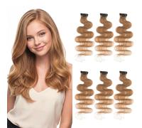 MY-LADY Extension Capelli Veri Clip Body Wave 6 Pezzi Base Lace Invisibili Ricci Clip Extensions Capelli Naturale per Volume Highlight Donna 45cm #06 Marrone Chiaro 44g