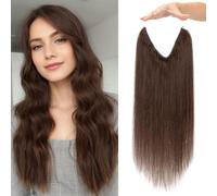 MY-LADY Extension Capelli Veri con Filo Invisibile, Secret Wire Hair Extensions 35cm Marrone Scuro Extension Un Pezzo Naturale per Donna #02 Colori 60g con Cordino Regolabile
