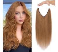 MY-LADY Extension Capelli Veri con Filo Invisibile, Secret Wire Hair Extensions 45cm Marrone Chiaro Extension Un Pezzo Naturale per Donna #06 Colori 65g con Cordino Regolabile
