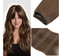 MY-LADY Extension Capelli Veri Tessitura Umani - Bundles di Capelli Dritti Remy Double Weft Human Hair Extensions (18 Pollici /100g, #06 Marrone Chiaro)