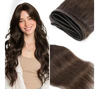 MY-LADY Extension Capelli Veri Tessitura Umani - Bundles di Capelli Dritti Remy Double Weft Human Hair Extensions (18 Pollici /100g, #02 Marrone Scuro)