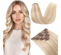 MY-LADY Extensions Clip Capelli Veri 8PCS 50cm Ascheblond/blond Invisibile Extension Capelli Veri Umani Naturali Lisci Doppia Treccia Per Donne Clip In Human Hair Extensions(#18P613, 150g)