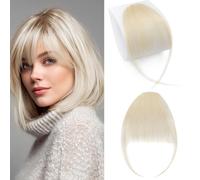 MY-LADY Frangia a Clip Capelli Veri 3g, Air Bangs Naturali Frangetta Finta, 100% Frangia Frontale Extension Posticci per Capelli Umani Donna per Incontri Feste e Uso (#613 Biondo)