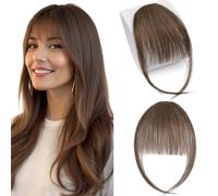MY-LADY Frangia a Clip Capelli Veri 3g, Air Bangs Naturali Frangetta Finta, 100% Frangia Frontale Extension Posticci per Capelli Umani Donna per Incontri Feste e Uso (#04 Marrone Cioccolato)
