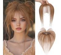 MY-LADY Fringe Clip Real Hair 100% Human Hair con 2 clip, Natural Bangs Extension Front Fringe Hairpiece French Air Bangs for Women(Marrone Chiaro)