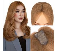 MY-LADY Topper Capelli Veri Donna 20g Marrone Chiaro #06, Parrucca Donna Capelli Veri Umani Senza Frangia per Capelli Sottili