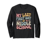 My Last First Day of Middle School Groovy Retro Maglia a Manica
