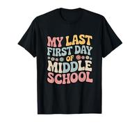 My Last First Day of Middle School Groovy Retro Maglietta