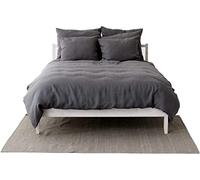 My Linen Home Set Copripiumino/Biancheria da Letto in Lino Lavato (100% StoneWashed) Grigio scuro, 1 Copripiumino 155x220 cm e 1 Federa Cuscino Lino 40x80 cm I Copripiumino Con Cerniera