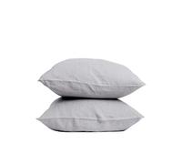 My Linen Home | Set di 2 Federe in Lino Lavato (100% StoneWashed) | Federe Cuscini 40x80 cm I Ipoallergenico e Traspirabilità I Adatto a Tutte le Stagioni | Copricuscini Grigio chiaro