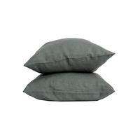 My Linen Home | Set di 2 Federe in Lino Lavato (100% StoneWashed) | Federe Cuscini 50x60 cm I Ipoallergenico e Traspirabilità I Adatto a Tutte le Stagioni | Copricuscini Verde scuro