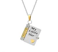 My Little Star Book - Collana con scritta "My Little Star", con scritta in inglese "My Incredible Son", regalo per figlia, figli, mamma, mamma, apribile con informazioni incise, una lettera per mio