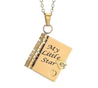 My Little Star Book Necklace for Daughter, My Incredible Daughter Book Necklace, To My’s Daughters from Mom and Dad, Adjustable Books Necklaces with 6 Pages of Engraved Information (Color1)