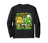 My Lucky Charms Call Me Lunch Lady St Patricks Day Shamrock Maglia a Manica