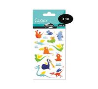 My Mandarine CY122Cpack - Un sacchetto di gommette 3D Cooky 1 tavola 7,5 x 12 cm, draghi (15 stickers) - Confezione da 10
