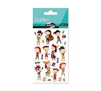 My Mandarine CY134Cpack - Un sacchetto di gommette 3D Cooky 1 tavola 7,5 x 12 cm, pirati (18 stickers) - Confezione da 10