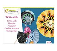 My Mandarine KC125C- scatola creativa per bambini- 4 carte, cavalletti e supporto di cartone - a partire dai 4 anni - mandala carte da grattare