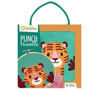 Avenue Mandarine - Un Quadro da Ricamo Punch Needle, Kit Punto Croce per Bambini - dai 6 Anni - Tigre da Cucire Tessuto 18 x 18 cm, ago Punch Needle, ago in plastica, Istruzioni - KC151C
