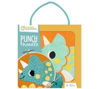 Avenue Mandarine KC162C - Quadro da ricamo punch needle, kit punto croce per bambini - dai 6 anni - Dinosauro da cucire tessuto 18 x 18 cm, ago punch needle, ago in plastica, istruzioni