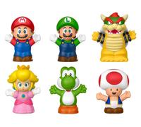 Fisher-Price Little People - My Mario, set con 6 personaggi dal mondo di Super Mario, include Mario, Luigi, Principessa Peach, Toad, Yoshi e Bowser, giocattolo per bambini, 1+ anni, JHG63